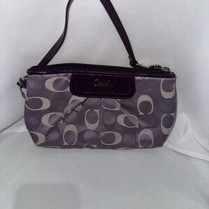 Coach Signature Pattern Purple Wristlet